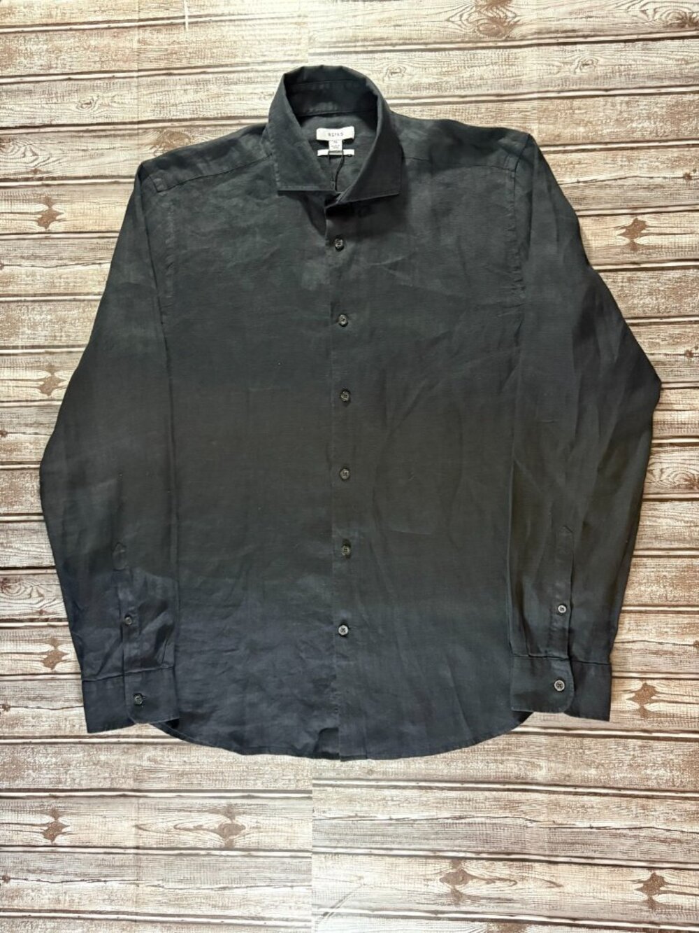 Reiss Ruban Long Sleeve Linen Shirt color Black sz XL Regular Fit NWT mspr $159